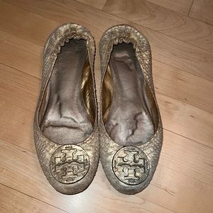 Tory Burch Gold Ballet Flats